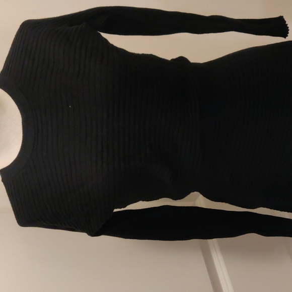 New!Love Token Black Asymmetrical Knit Sweater Dress Long Sleeves Sz Med - Picture 6 of 13